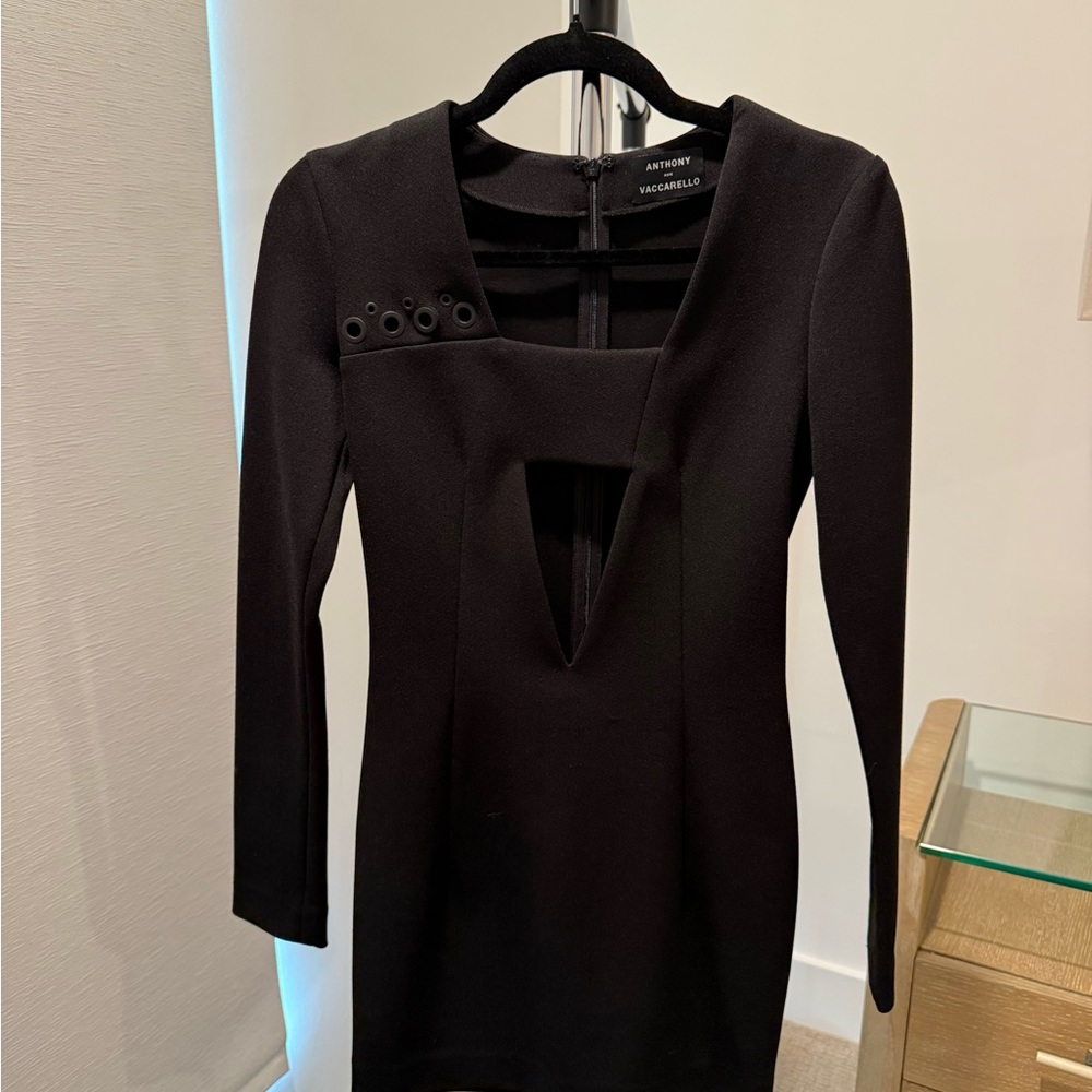 $1885 Anthony Vaccarello Chic Black Long Sleeve Dress